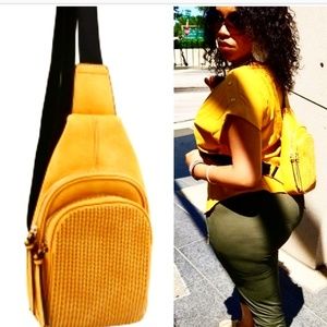 NWT Vegan Leather Yellow Cross Body Bag